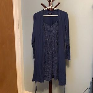 Nursing nightgown and robe set maternity Large (Blue)